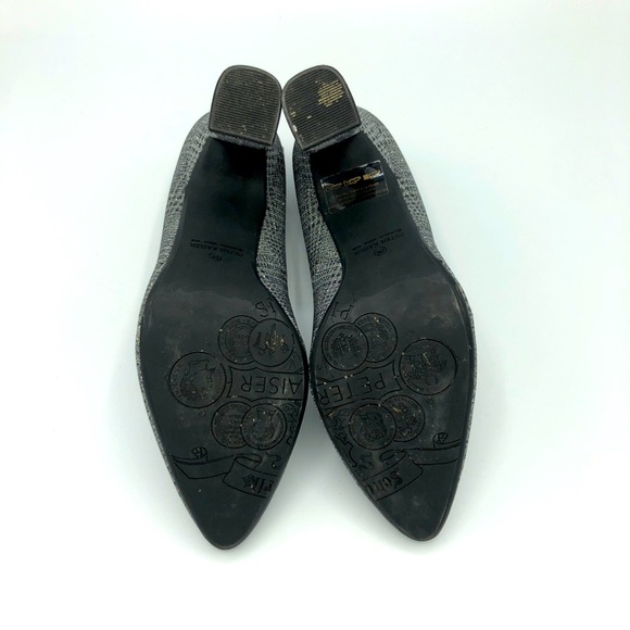 Silver sparkly gingham Peter Kaiser heels - Picture 2 of 5